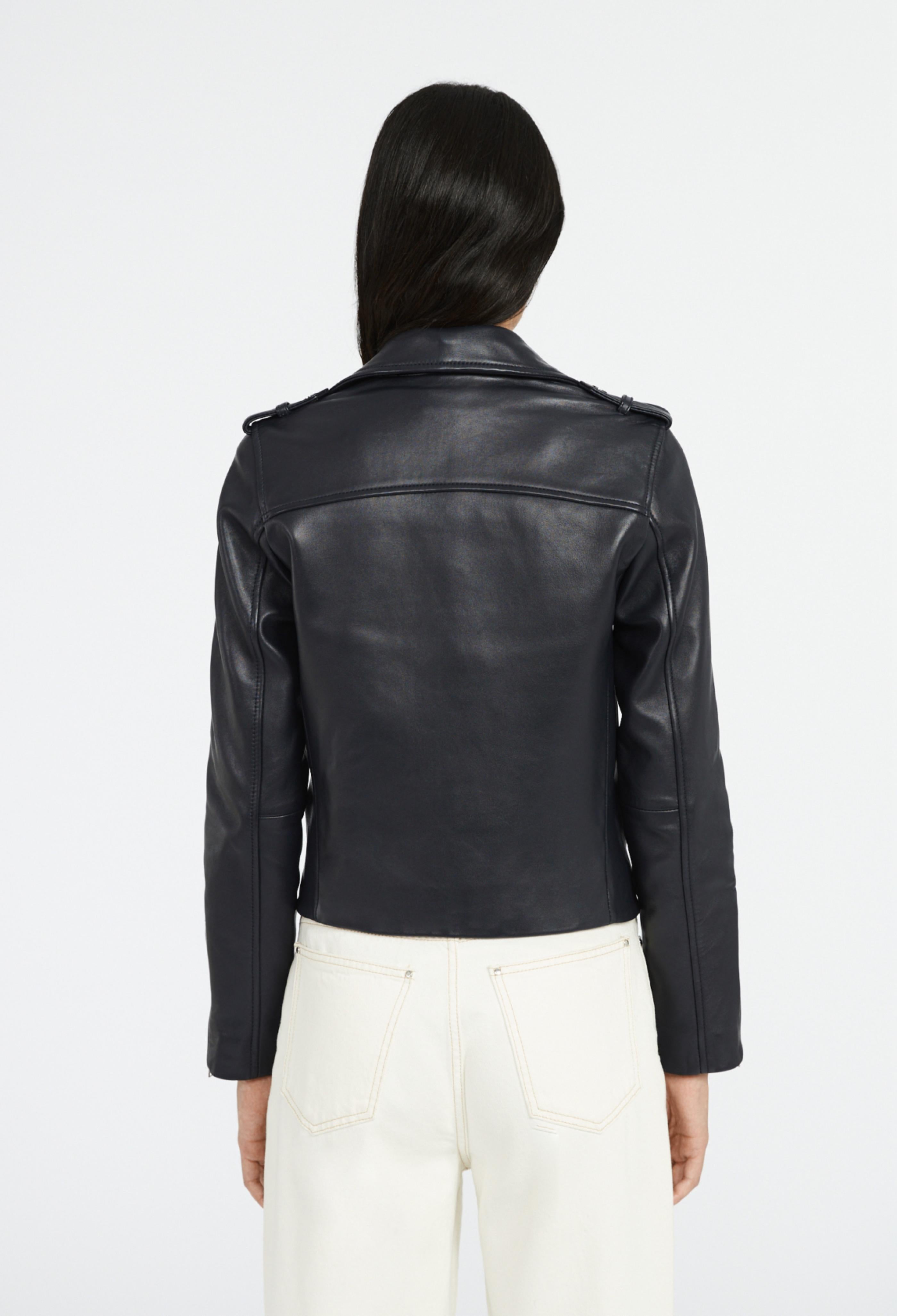 Claudie Pierlot - Leather Jacket - Cuzia - Navy