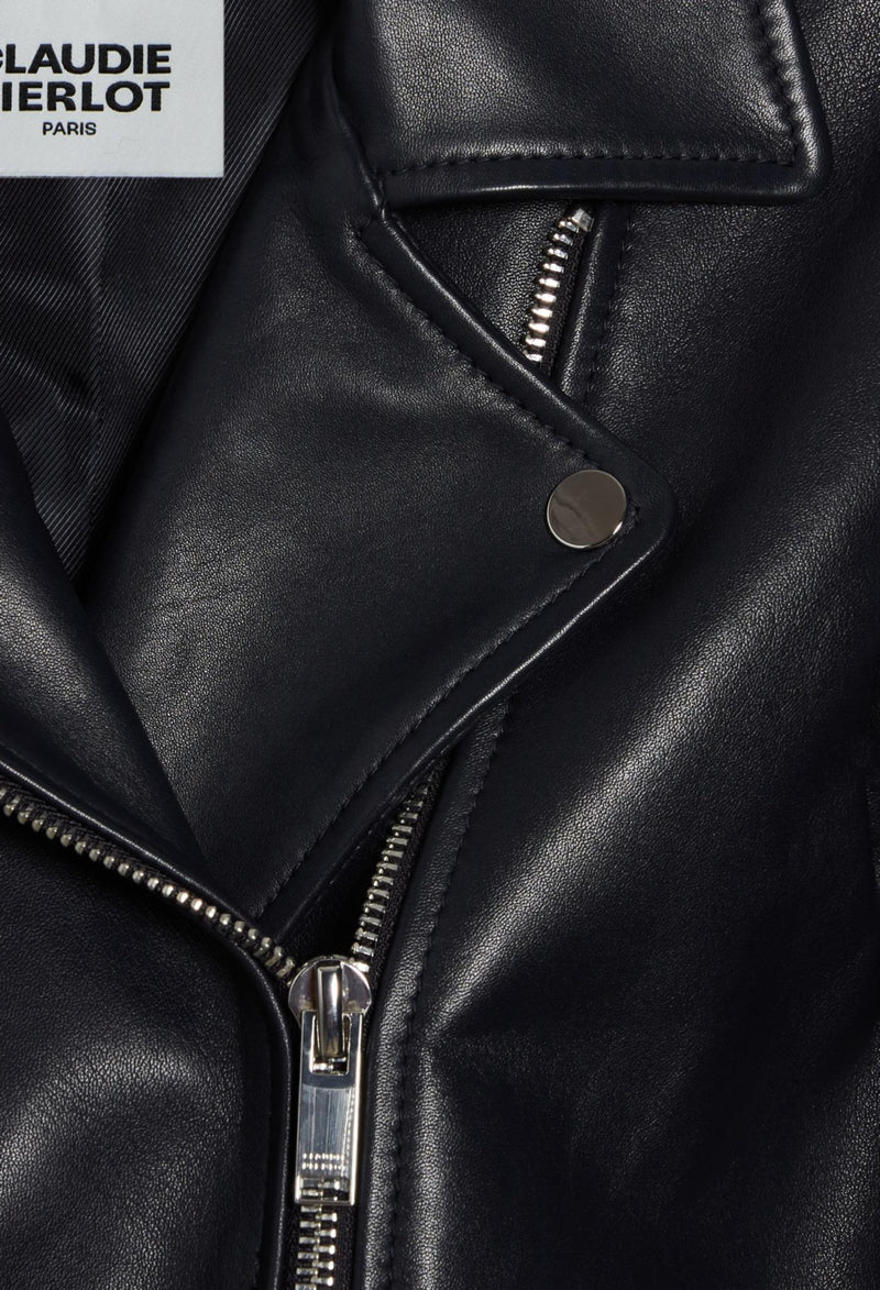 Claudie Pierlot - Leather Jacket - Cuzia - Navy