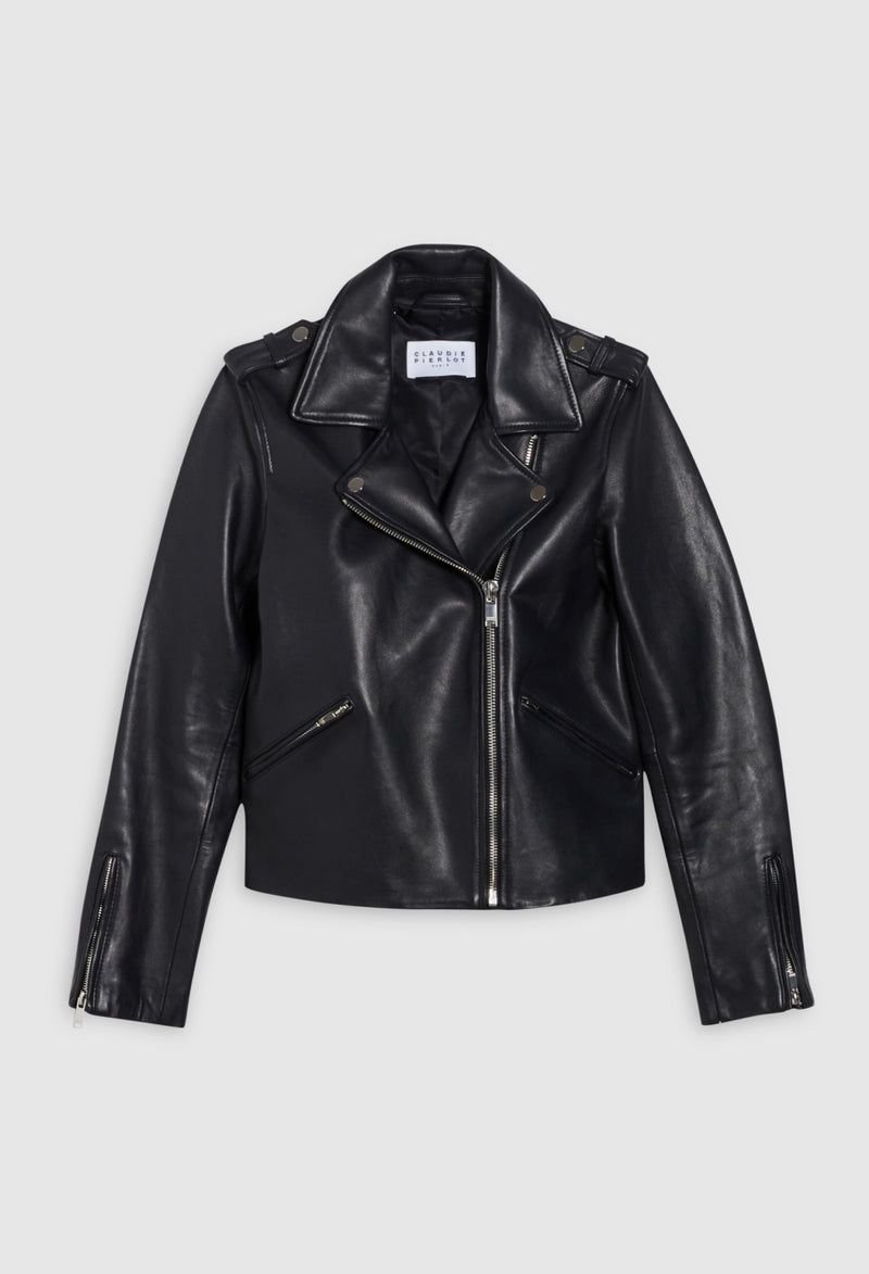 Claudie Pierlot - Blouson Cuir - Cuzia - Marine