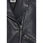 Navy Blue Smooth Leather Jacket