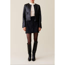 Veste Cuir Courte Col Rond