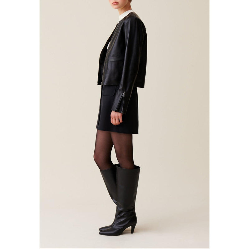 Veste Cuir Courte Col Rond