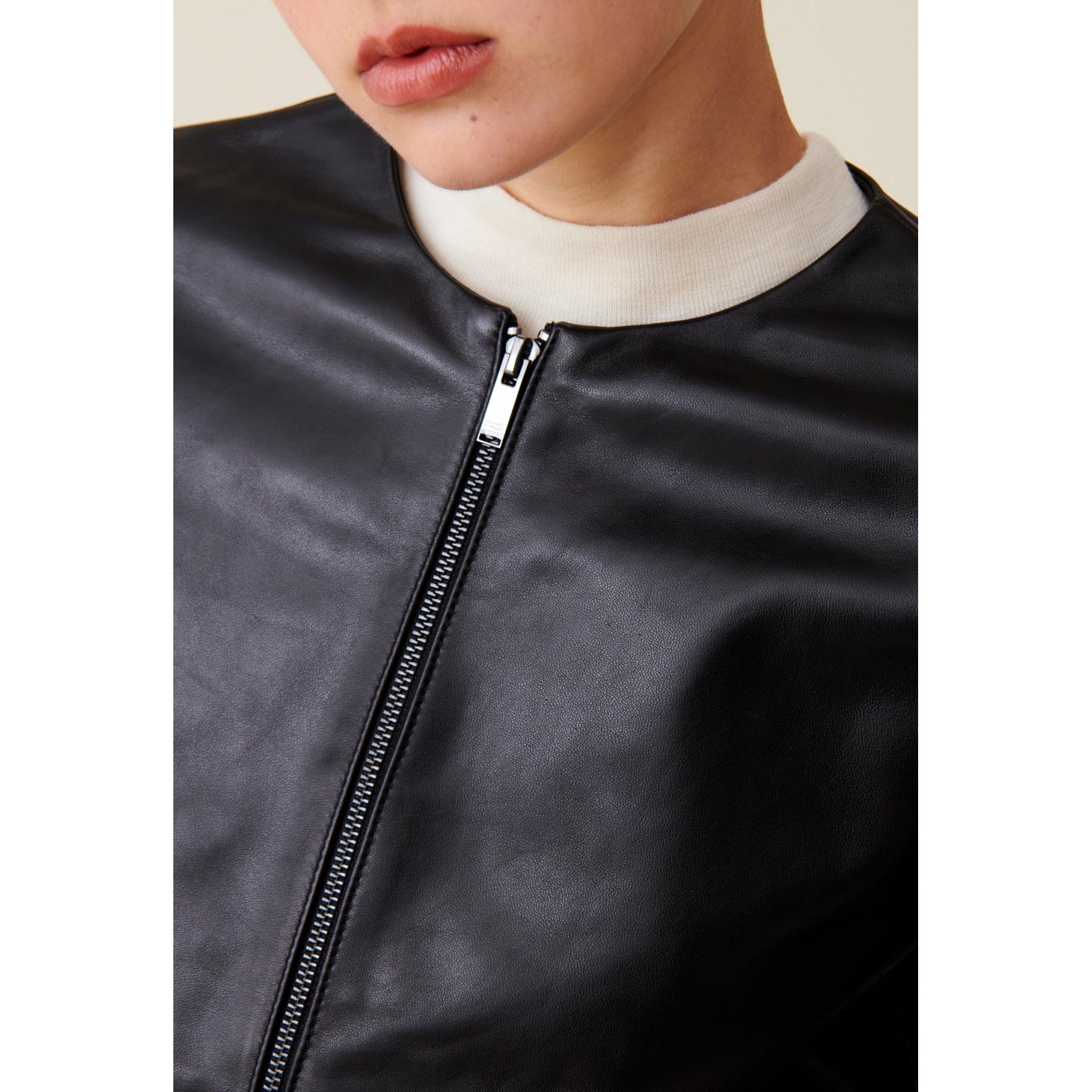 Claudie Pierlot - Short Leather Jacket Round Neck