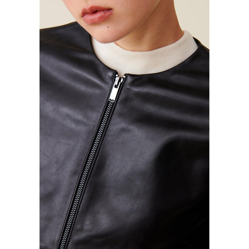 Veste Cuir Courte Col Rond