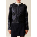 Veste Cuir Courte Col Rond