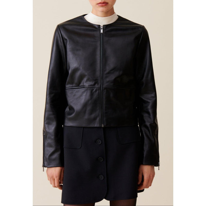 Veste Cuir Courte Col Rond