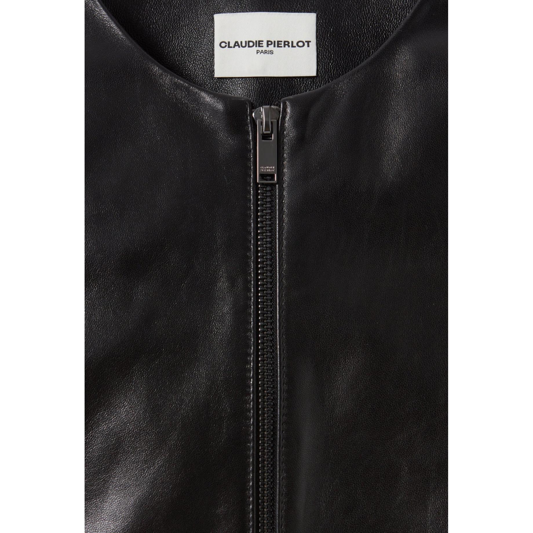 Claudie Pierlot - Short Leather Jacket Round Neck