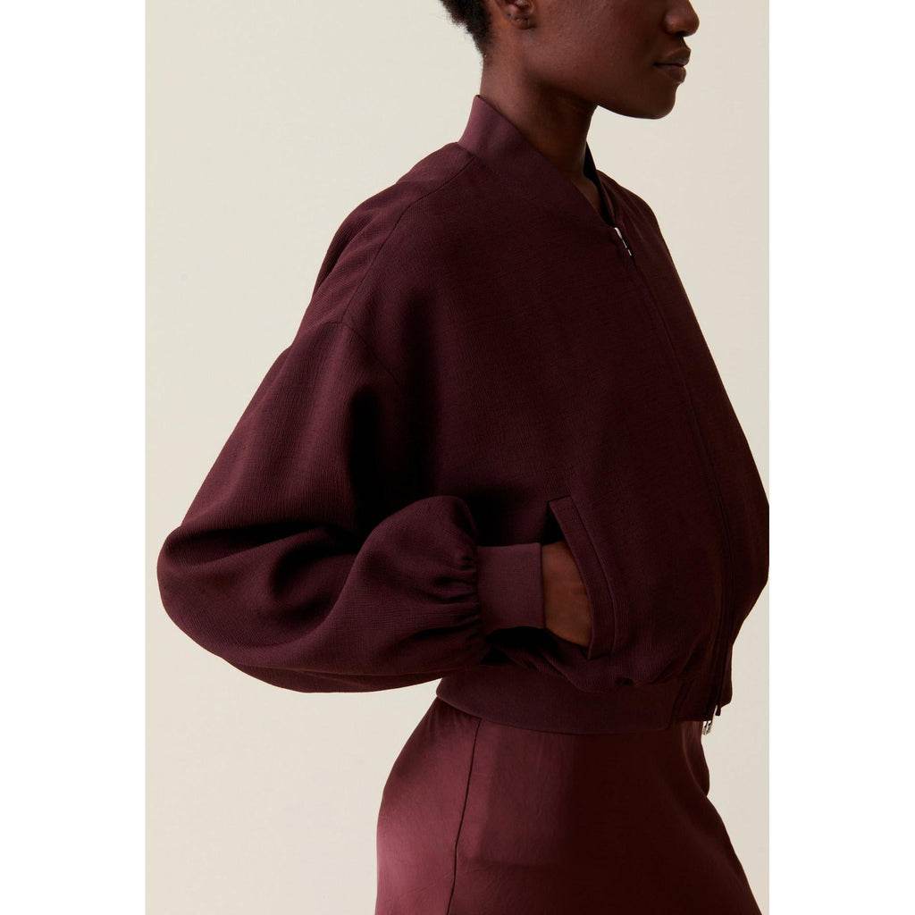 Zipped Fluid Bomber Jacket