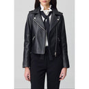 Chaqueta de cuero lisa y ajustada