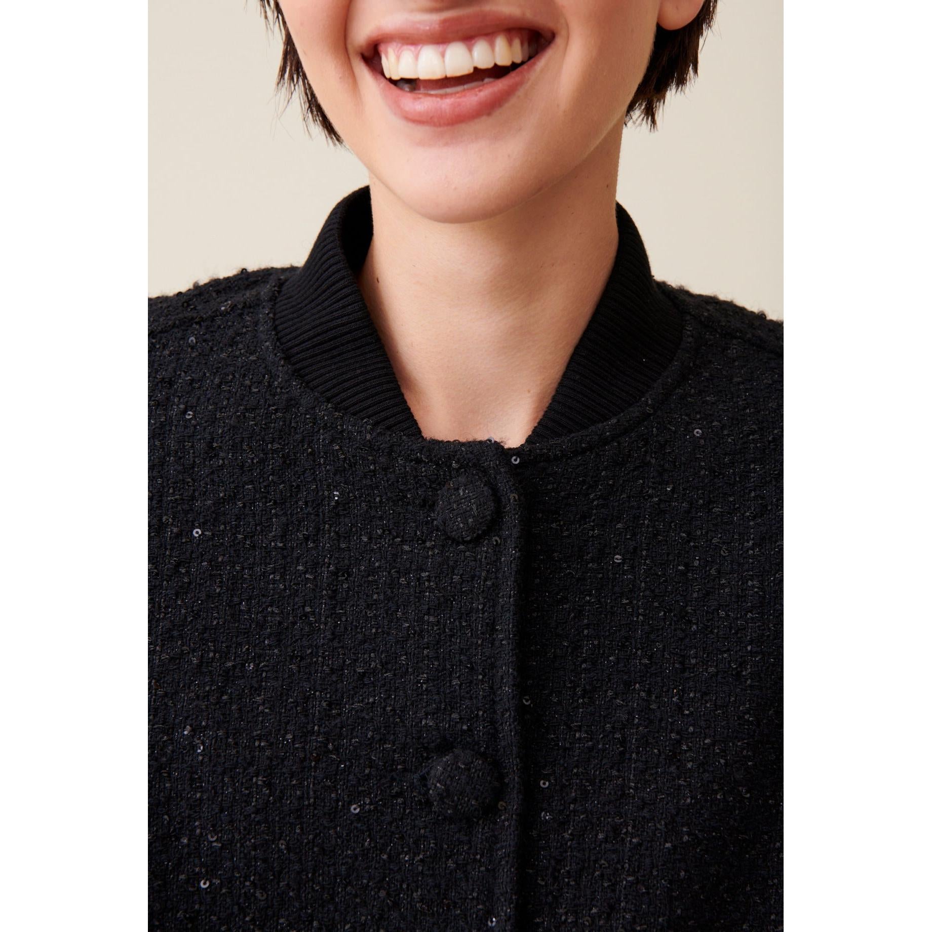 Black Tweed Bomber