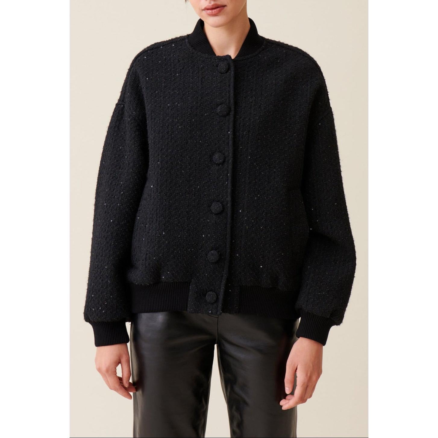 Black Tweed Bomber