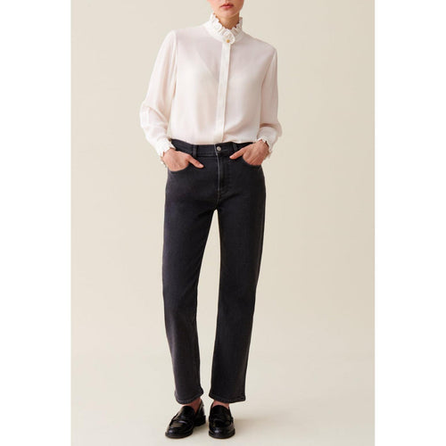 Chemise Blanche Col Montant Ondulé