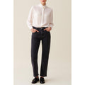 White Shirt With Wavy Stand Collar