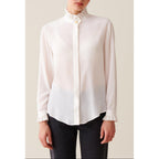White Shirt With Wavy Stand Collar