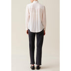 White Shirt With Wavy Stand Collar