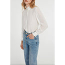 Claudie Pierlot - Chemise Blanche Col Montant Ondulé