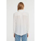 White Shirt With Wavy Stand Collar