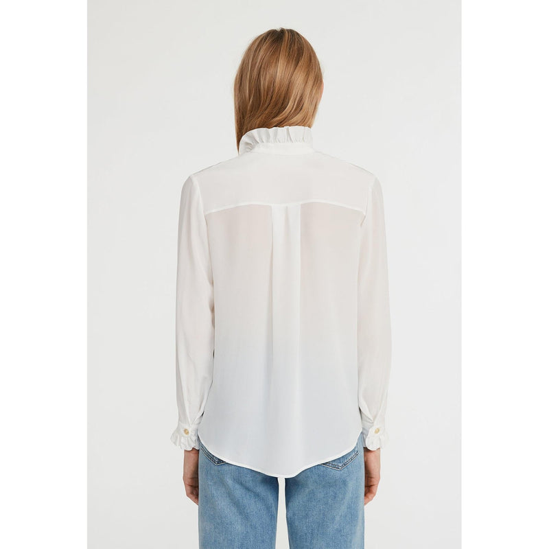 Claudie Pierlot - Chemise Blanche Col Montant Ondulé