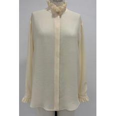 White Shirt With Wavy Stand Collar