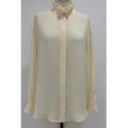 White Shirt With Wavy Stand Collar