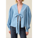 Blouse Col V À Nouer