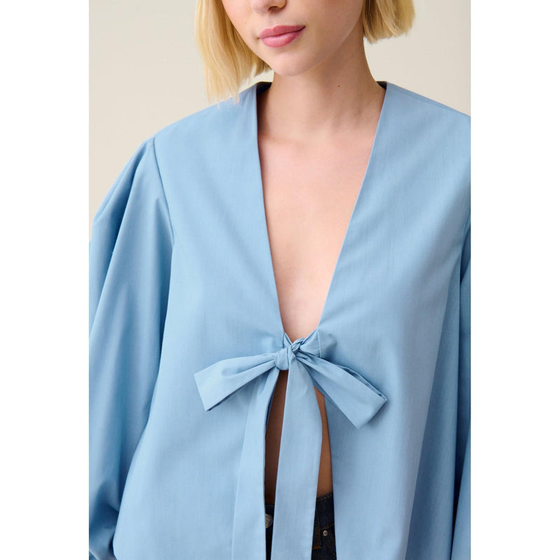 Blouse Col V À Nouer