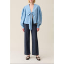 Blouse Col V À Nouer