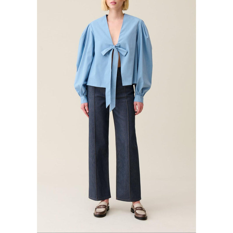 Blouse Col V À Nouer
