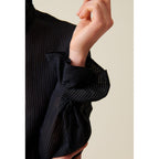 Fluid Shirt with Ruffled Collar and Stripes