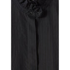 Fluid Shirt with Ruffled Collar and Stripes