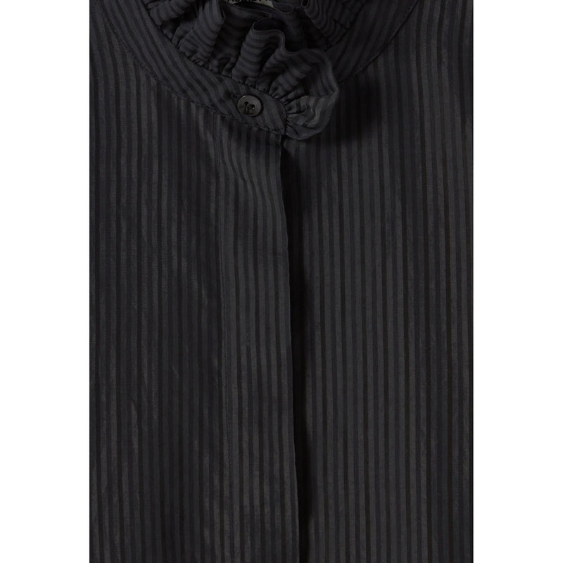 Camisa Fluida con Cuello Volante y Rayas
