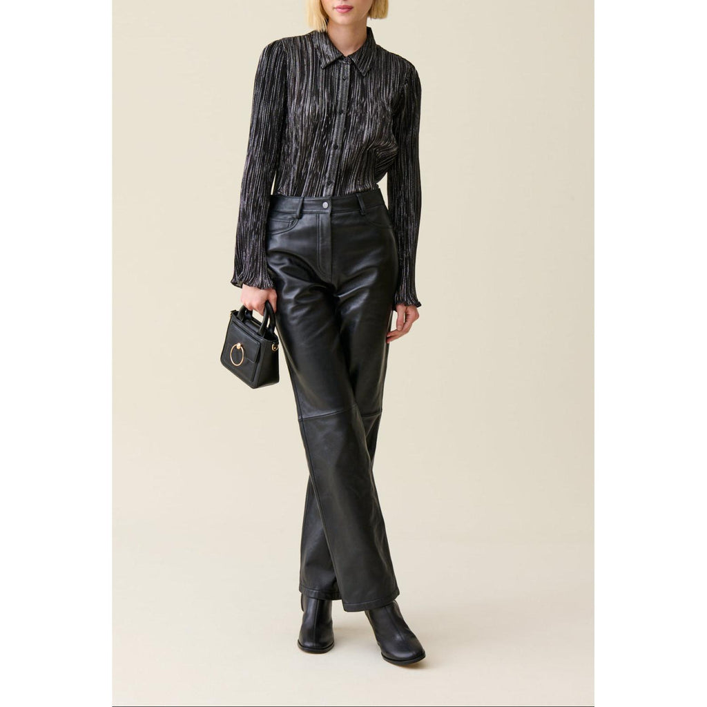 Blouse Plissée Fluide Argentée