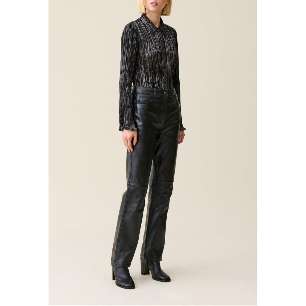 Blouse Plissée Fluide Argentée