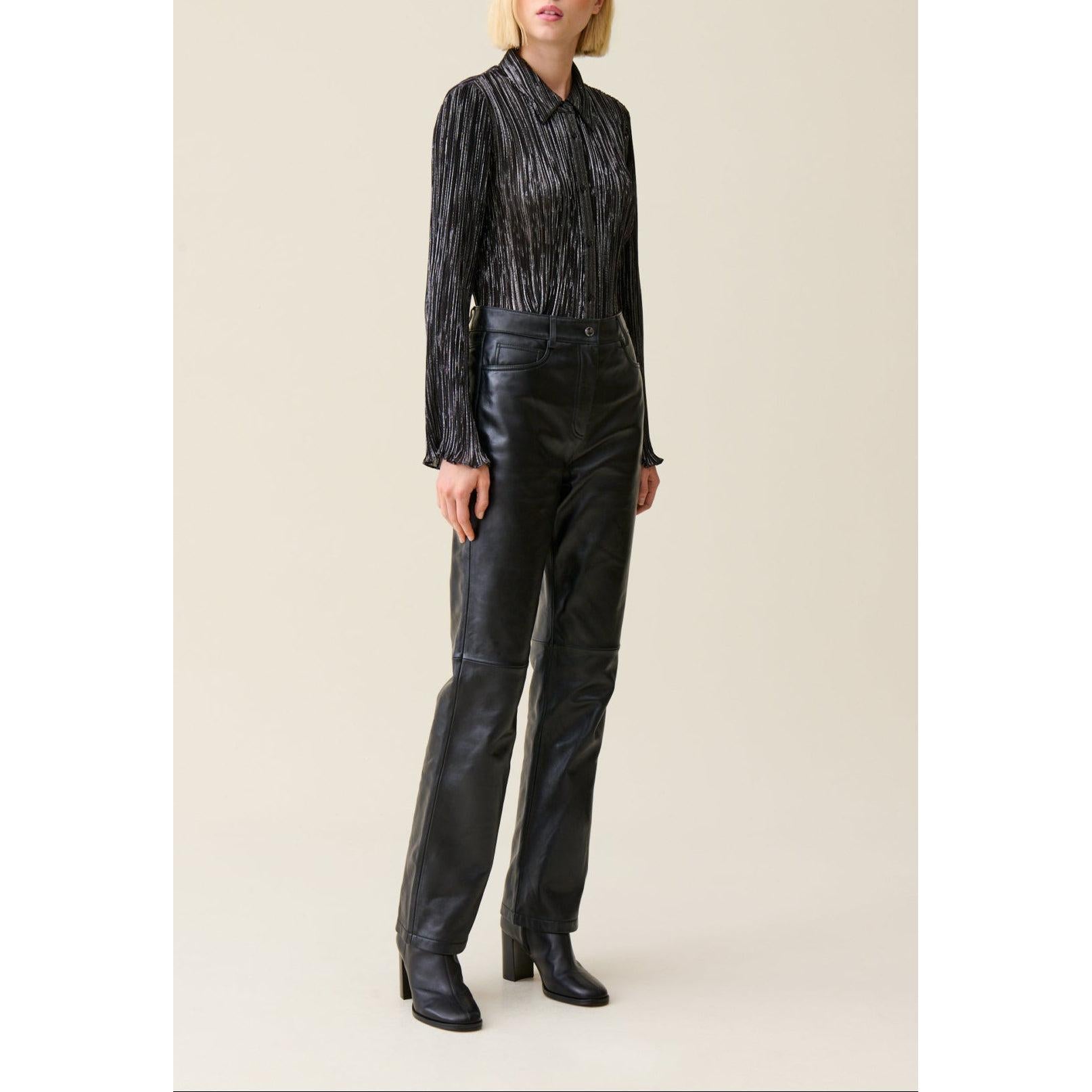 Blouse Plissée Fluide Argentée