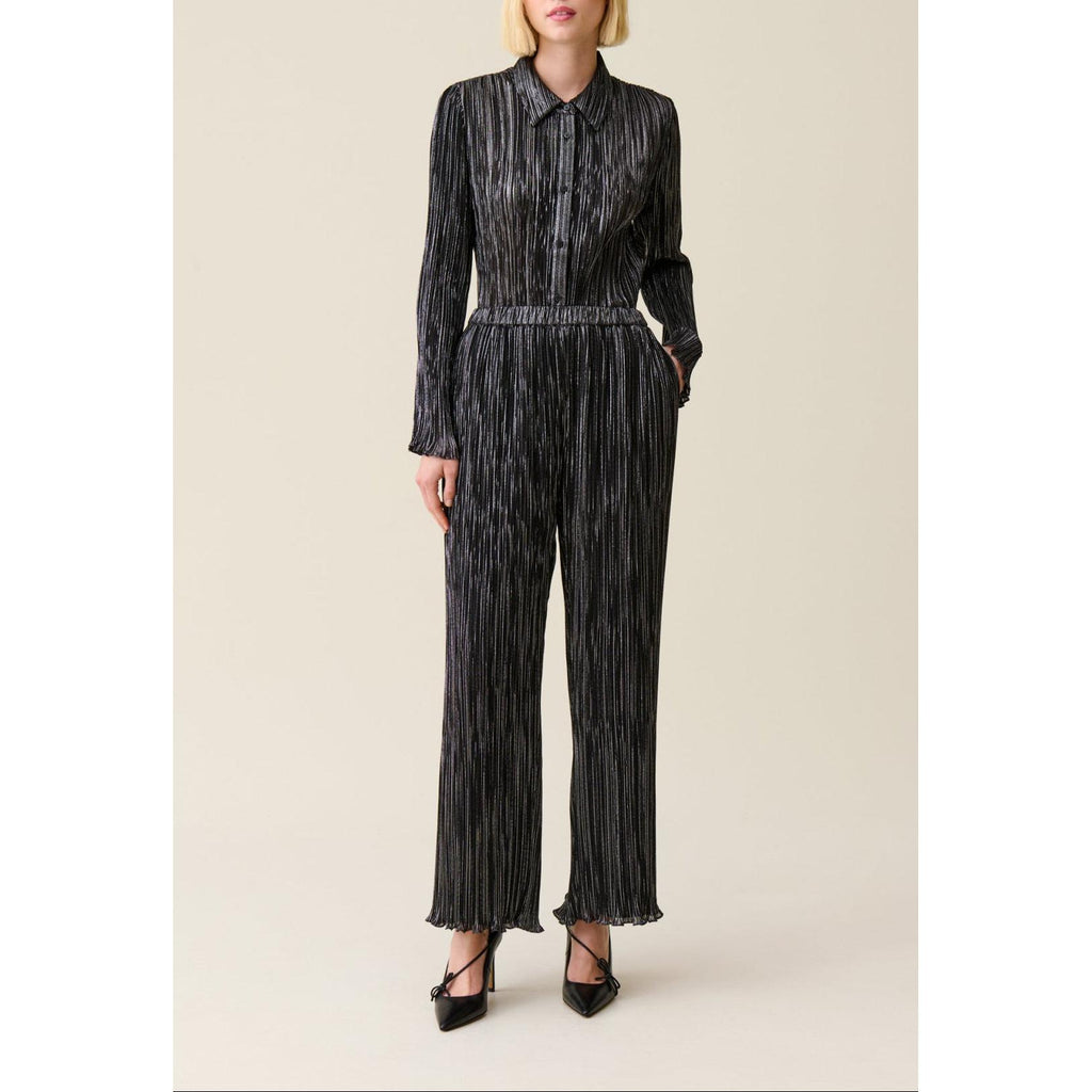 Blouse Plissée Fluide Argentée