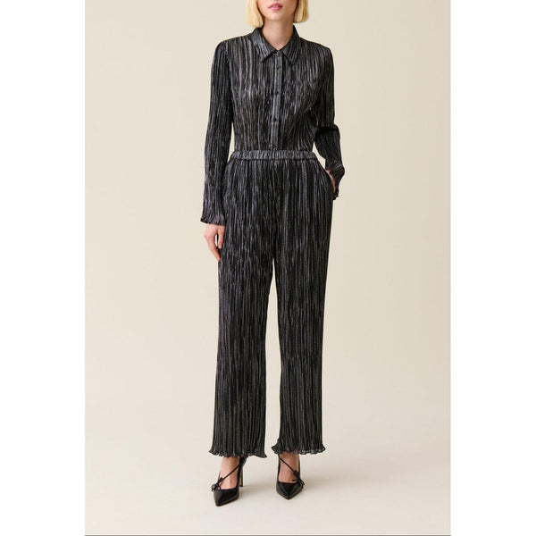 Silver Flowing Pleated Blouse