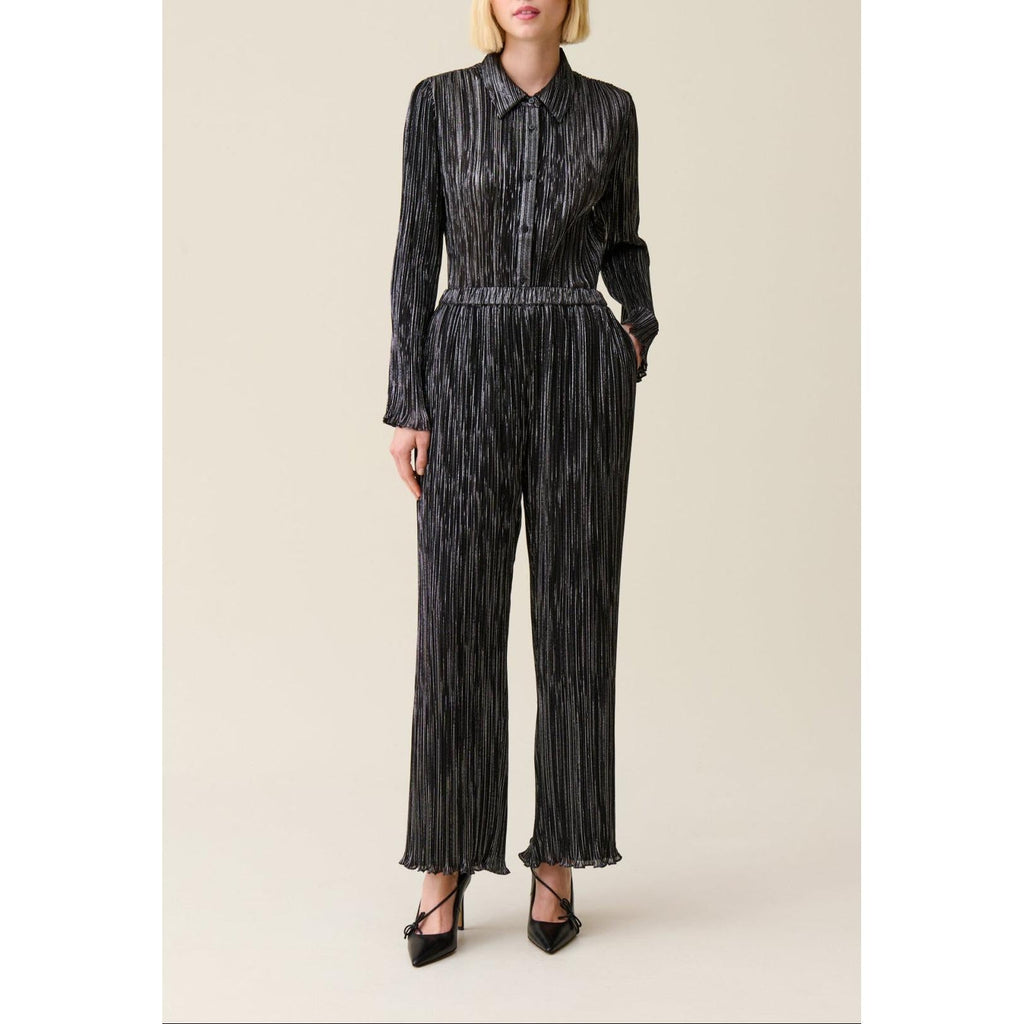 Silver Fluid Pleated Blouse
