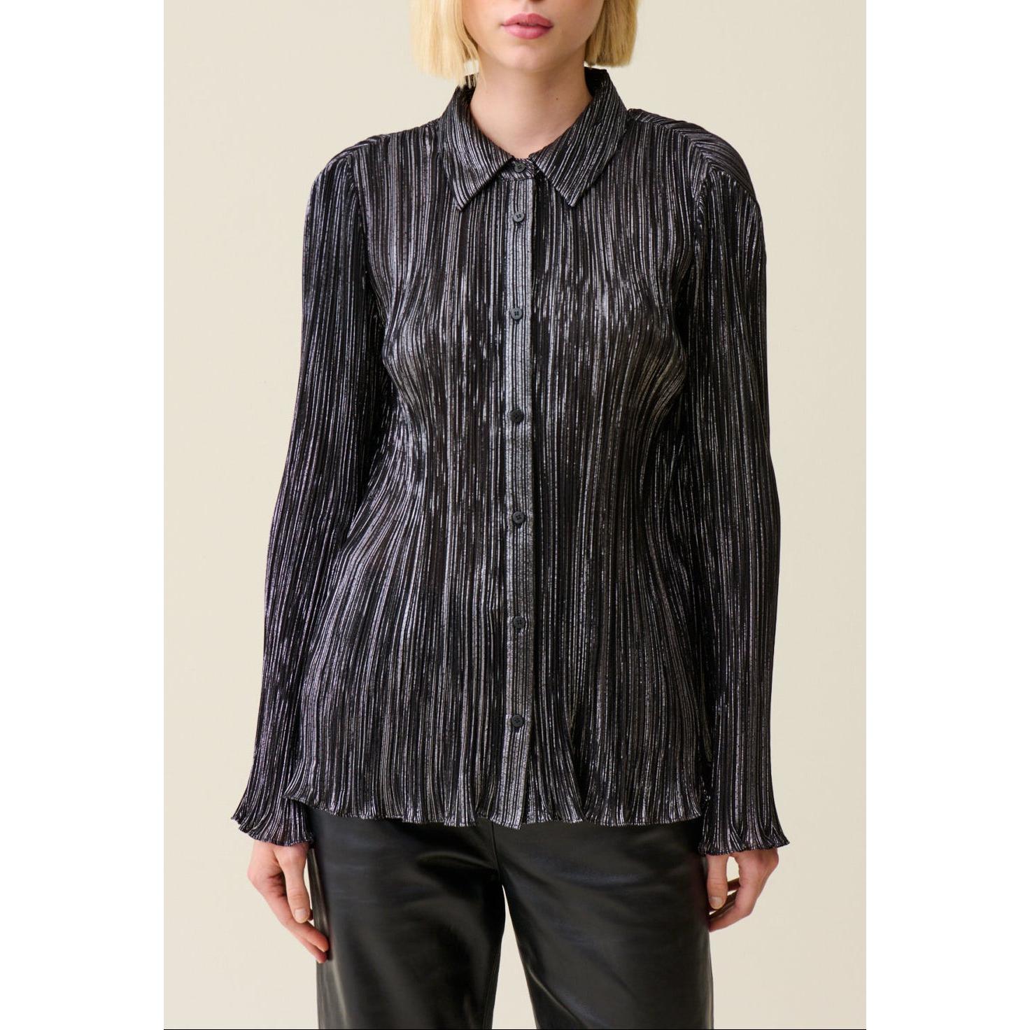 Blouse Plissée Fluide Argentée