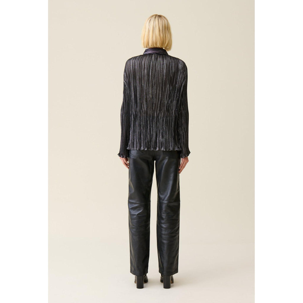 Blouse Plissée Fluide Argentée