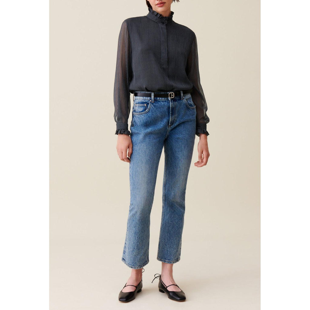 Camisa Fluida de Cuadros Pequeños