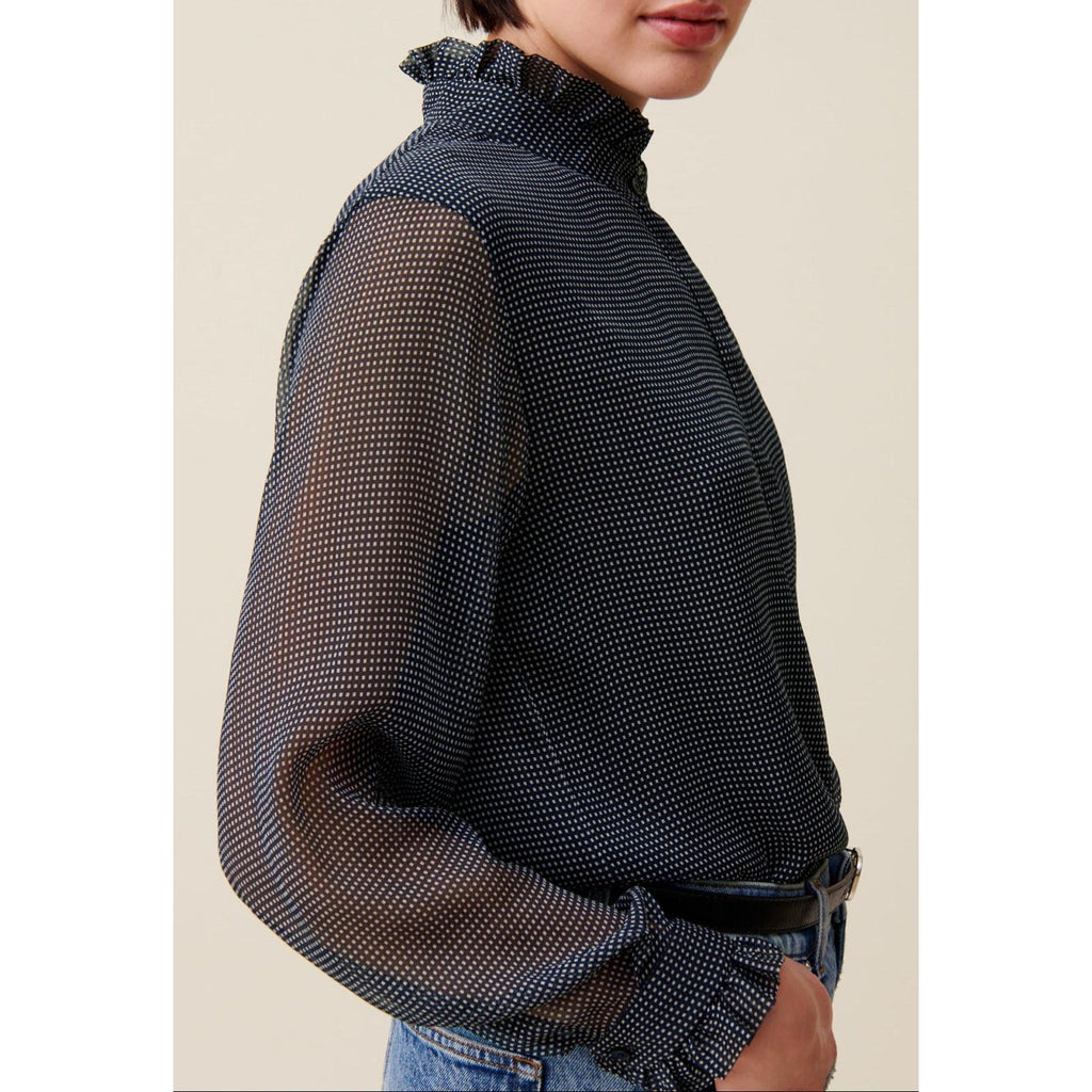 Camisa Fluida de Cuadros Pequeños