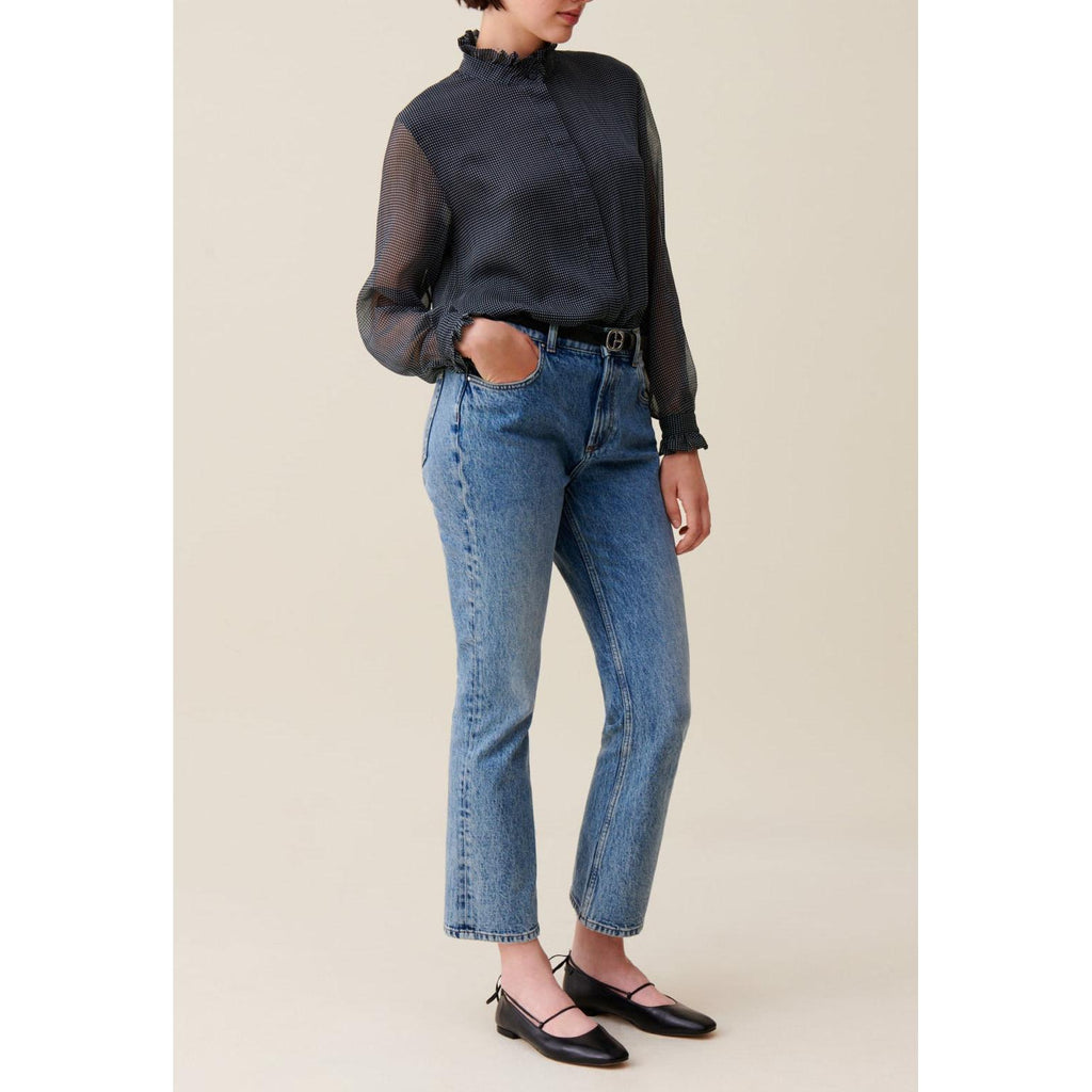 Camisa Fluida de Cuadros Pequeños