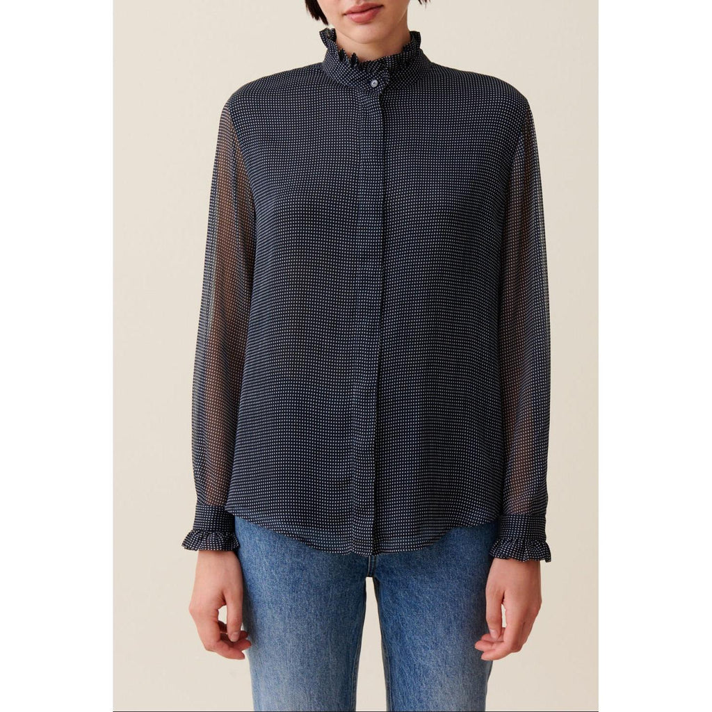 Camisa Fluida de Cuadros Pequeños