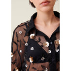 Camisa Negra Transparente Bordada