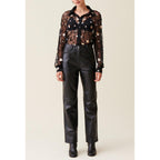 Embroidered Transparent Black Shirt