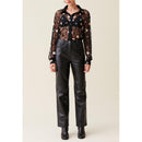 Camisa Negra Transparente Bordada