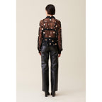 Camisa Negra Transparente Bordada