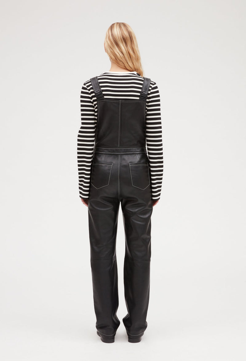 Claudie Pierlot - Salopette En Cuir D'Agneau - Noir