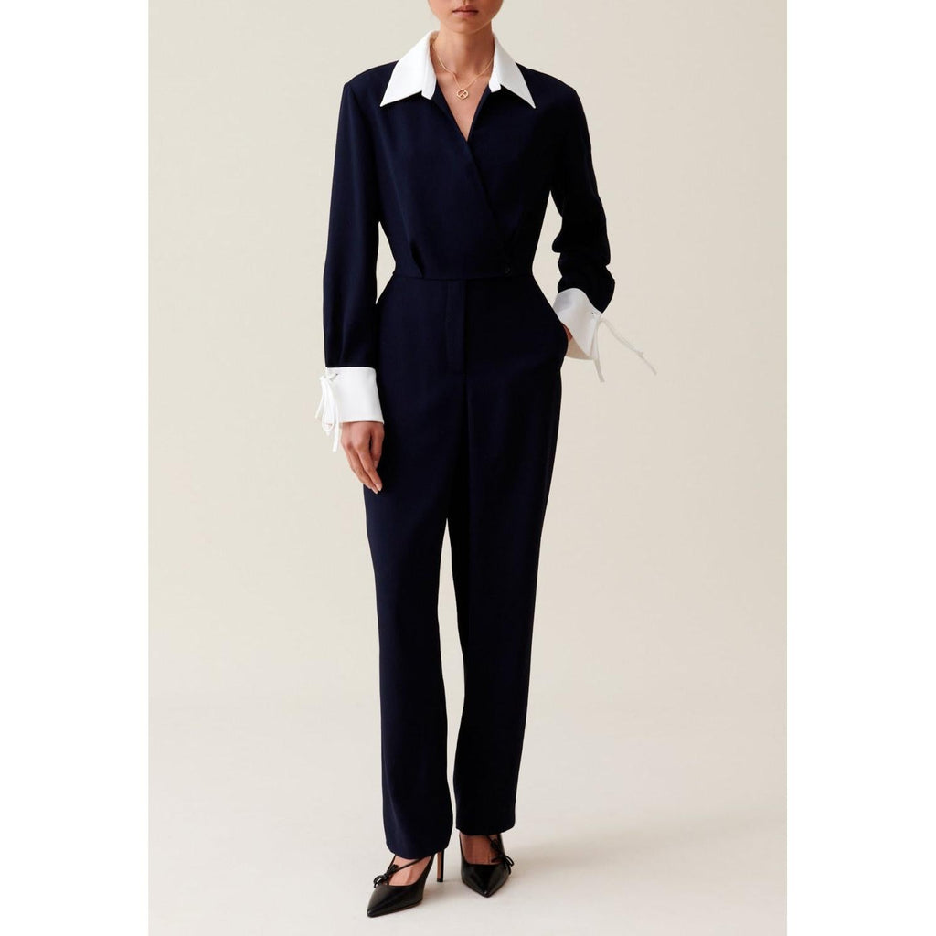 Claudie Pierlot - Navy Bi-Material Jumpsuit