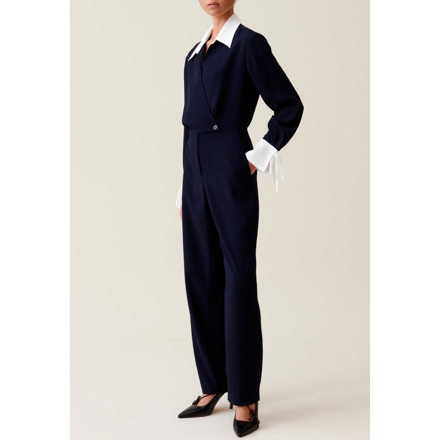 Claudie Pierlot - Navy Bi-Material Jumpsuit